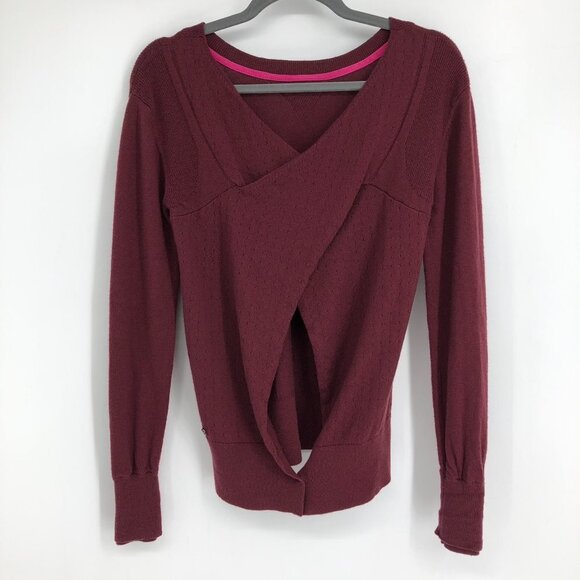Lululemon Wine Berry Sunset Savasana Pullover cross open back sweater - Picture 4 of 16